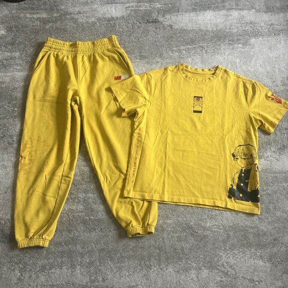 RawGear Zenitsu Agatsuma Demon Slayer T-Shirt & Joggers Mens Small Yellow Anime - Picture 1 of 14